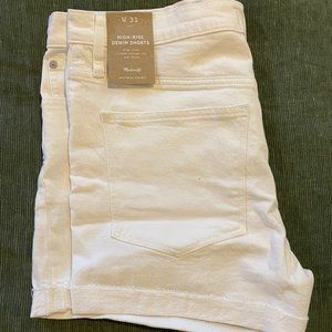 Madewell high rise white denim shorts